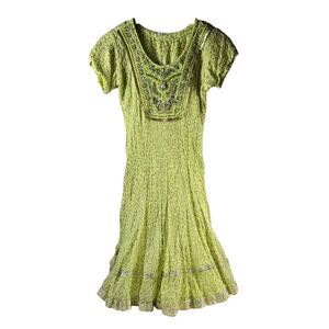 Green Casual Midi Dress Boho Scoop Neck